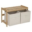 5 FIVE SIMPLY SMART - Banc de rangement "Tidy Box" avec 2 paniers en bambou marron 66,8x35cm - vignette