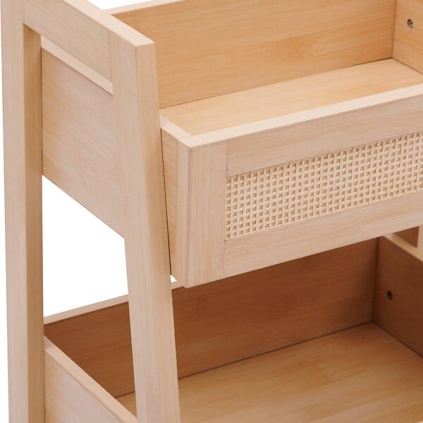 5 FIVE SIMPLY SMART - Etagère Cane 3 niveaux H80cm bois clair - large