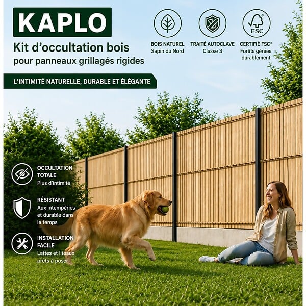 DECKLINEA - Kit Occultation Bois - L2,5 x H1,53m - Epicea - Autoclave - Protege Contre Insecte & Champignons - Pose Facile et Rapide - large
