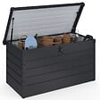ID MARKET - Coffre de rangement métal verrouillable gris anthracite pour jardin 350L 120x62,5x63 cm - vignette