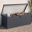 ID MARKET - Coffre de rangement métal verrouillable gris anthracite pour jardin 600L 165x70x63 cm - vignette