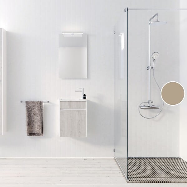 AURLANE - Meuble Lave Mains MINI 40x50x22 cm - Gris et Blanc - large