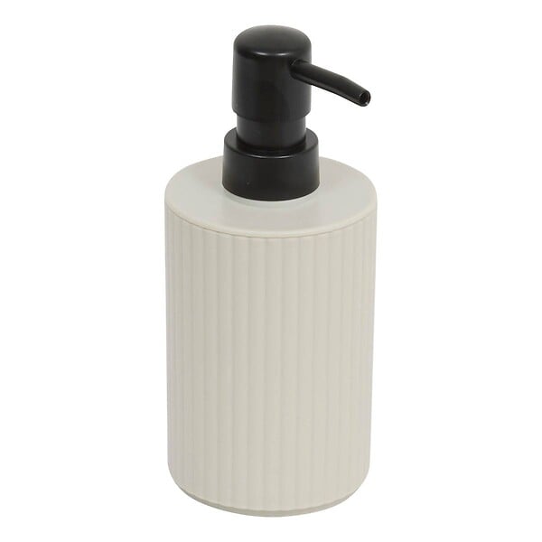 5 FIVE SIMPLY SMART - Lot distributeur de savon et gobelet strié beige - large