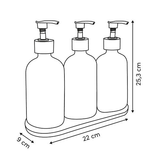 5 FIVE SIMPLY SMART - Lot de 3 distributeurs de savon 500 ml avec plateau bambou - large
