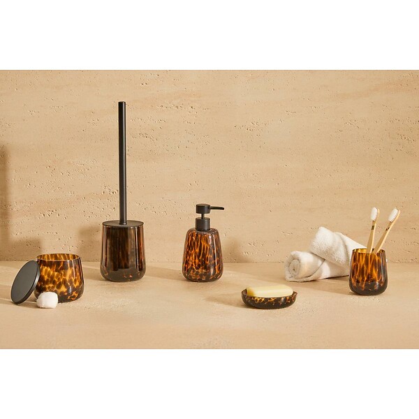 5 FIVE SIMPLY SMART - Distributeur de savon en verre Dotty 400ml flammes marron - large