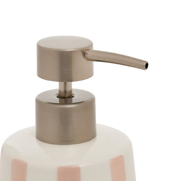5 FIVE SIMPLY SMART - Distributeur de savon Strio à rayures rose blé 400ml - large