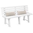 KZ GARDEN - Banc de Jardin 145x49xH74cm - Banc Exterieur Blanc Polypropylène Résitant UV Camping, Terrasse, Jardin Orchidea - vignette