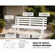 KZ GARDEN - Banc de Jardin 145x49xH74cm - Banc Exterieur Blanc Polypropylène Résitant UV Camping, Terrasse, Jardin Orchidea - vignette