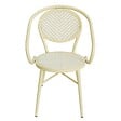 OVIALA - Chaise de terrasse style bistrot parisien aluminium et rotin beige - Villiers - vignette