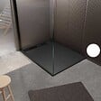 AURLANE - Receveur de douche en résine noir 90x120x3 cm effet pierre granit + grille linéaire noire mate - vignette