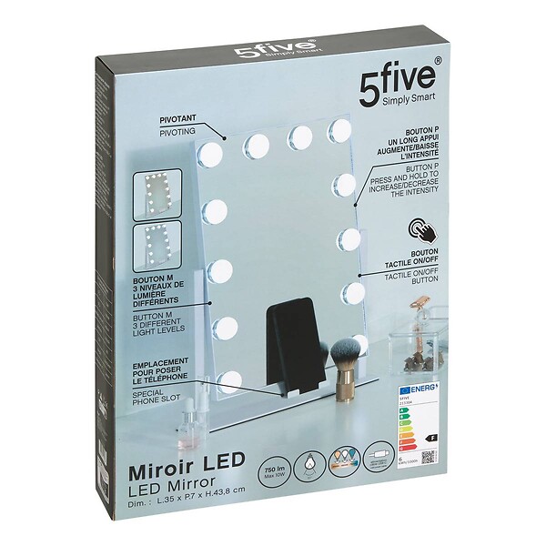5 FIVE SIMPLY SMART - Miroir pivotant LED Holly L35cm - large