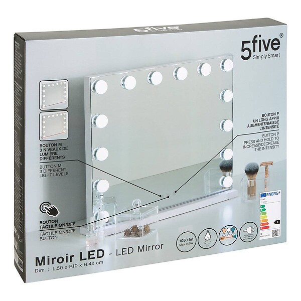 5 FIVE SIMPLY SMART - Miroir pivotant LED Holly L50cm - large
