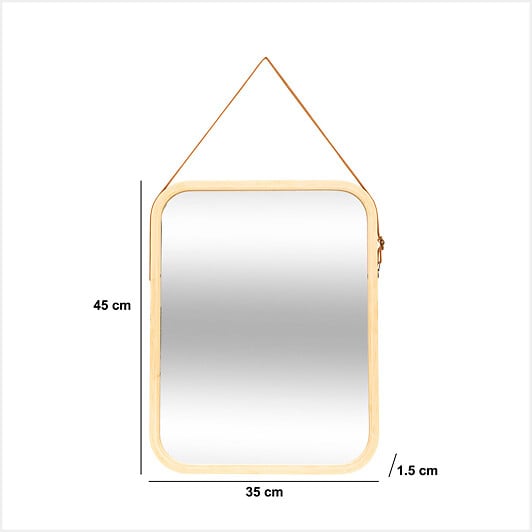 5 FIVE SIMPLY SMART - Miroir mural avec lanière en cuir 45x35cm - large