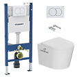 GEBERIT - Pack WC bâti-support Duofix 112cm + WC suspendu Ceramia Vortex rimless + abattant SoftClose + plaque blanche (CETORGEB3) - vignette