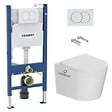 GEBERIT - Pack WC bâti-support Duofix 112cm + WC suspendu Ceramia Vortex rimless + abattant SoftClose + plaque blanche (CETORGEB3) - vignette