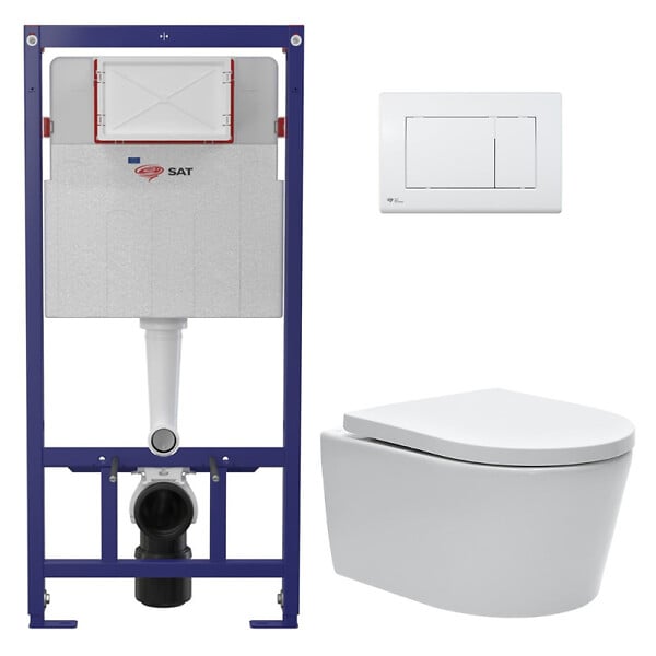 SWISS AQUA TECHNOLOGIES - Pack WC bâti ECO 2L Swiss Aqua Technologies + WC suspendu Swiss Aqua Technologies + plaque blanc brillant (STESTBRWR01-FR) - large