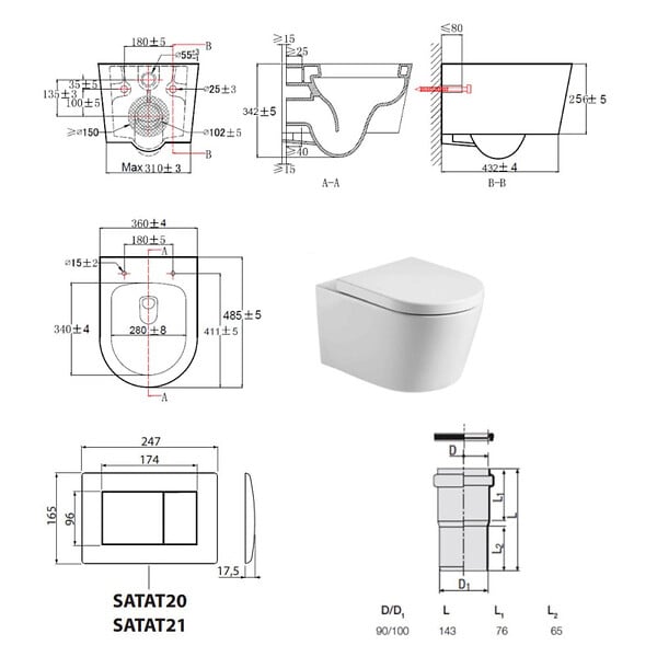 SWISS AQUA TECHNOLOGIES - Pack WC bâti ECO 2L Swiss Aqua Technologies + WC suspendu Swiss Aqua Technologies + plaque blanc brillant (STESTBRWR01-FR) - large