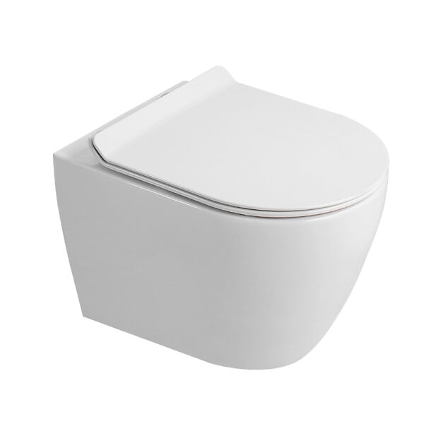 GROHE - Rapid SL Pack WC bâti autoportant + WC suspendu sans bride Ceramia avec abattant SoftClose + plaque blanche (GRRCEPXWR05FR-FS) - large