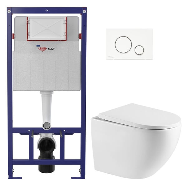 SWISS AQUA TECHNOLOGIES - Pack WC bâti ECO 2L Swiss Aqua Technologies + WC suspendu Swiss Aqua Technologies + plaque blanc/chrome (STEST67WR03-FR) - large