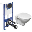 VILLEROY & BOCH - Pack WC Bâti-support sol mur Villeroy & Boch + WC suspendu Jika Neo + Abattant thermoplastique + Plaque noire (VCNSLPRO4) - vignette