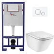 SWISS AQUA TECHNOLOGIES - Pack WC bâti-support autoportant + WC suspendu sans bride avec abattant SoftClose + plaque blanc/chrome (STROGAWR06-U) - vignette
