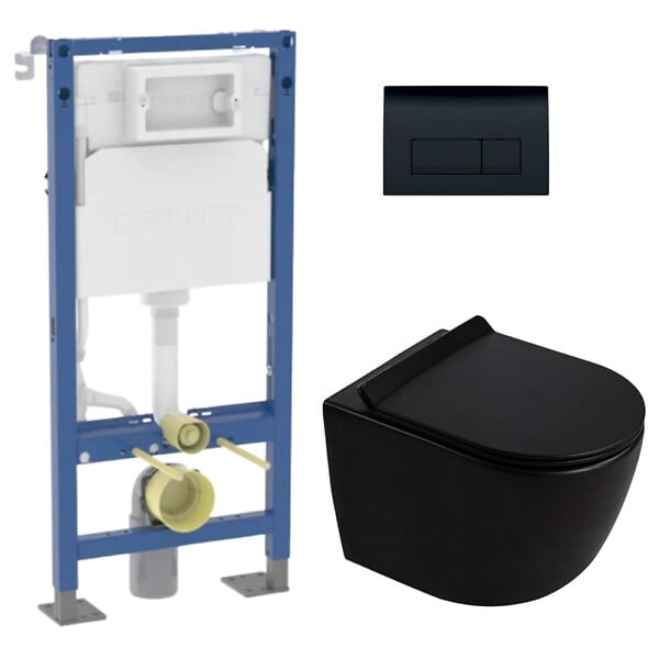 GEBERIT - Duofix pack WC bâti-support autoportant + WC suspendu sans bride Ceramia PixL avec abattant SoftClose + plaque (GEBCEPXBMT06-FR) - large