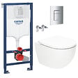 GROHE - Pack WC Bâti-support Rapid SL + WC SAT Vortex sans bride + Abattant SoftClose + Plaque chrome (RSLTORNADO1) - vignette
