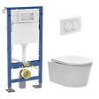 GEBERIT - Duofix Pack WC bâti autoportant + WC sans bride + abattant SoftClose Swiss Aqua Technologies + plaque (GEBSTBRWR03MAN-FR) - vignette
