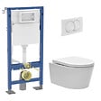 GEBERIT - Duofix Pack WC bâti autoportant + WC sans bride + abattant SoftClose Swiss Aqua Technologies + plaque (GEBSTBRWR03MAN-FR) - vignette