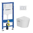GEBERIT - Pack WC bâti-support Duofix UP100 + WC suspendu Ceramia Vortex rimless + abattant SoftClose + plaque blanche (GEBCE14WT01FR-FS) - vignette