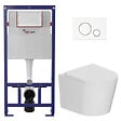 SWISS AQUA TECHNOLOGIES - Pack WC bâti-support léger 112 cm ECO 2L Swiss Aqua Technologies + WC suspendu Ceramia + plaque blanc/chrome (STECE14WT03-FR) - vignette