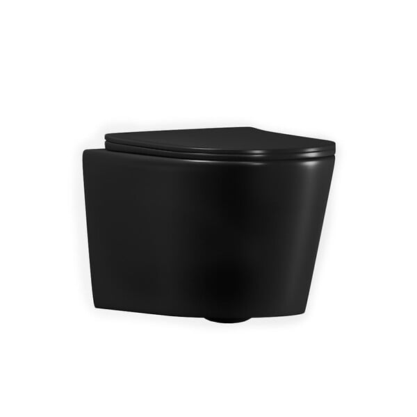 CERAMIA - Vortex rimless WC suspendu 53,5 cm sans bride avec abattant SoftClose, effet Vortex, noir mat (CE142010RTORPBKM) - large