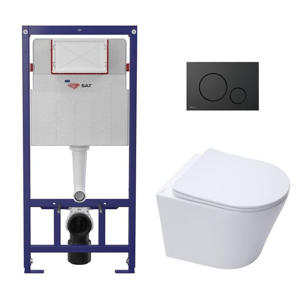 SWISS AQUA TECHNOLOGIES - Pack WC bâti ECO 2L + WC suspendu Swiss Aqua Technologies + plaque noir (STESTINWR02-FR) - large