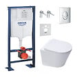 GROHE - Pack WC Bati support autoportant + Cuvette SAT sans bride + Abattant Soft close + Plaque chrome (Autoportant-Infinitio-2) - vignette