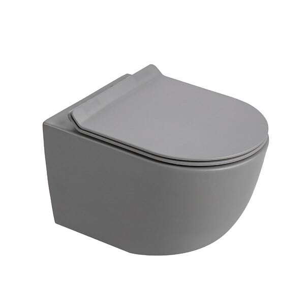 CERAMIA - PixL WC suspendu en céramique Vortex , fixations invisibles + abattant Soft-Close, Gris mat (CEPX010RTORPGRM) - large