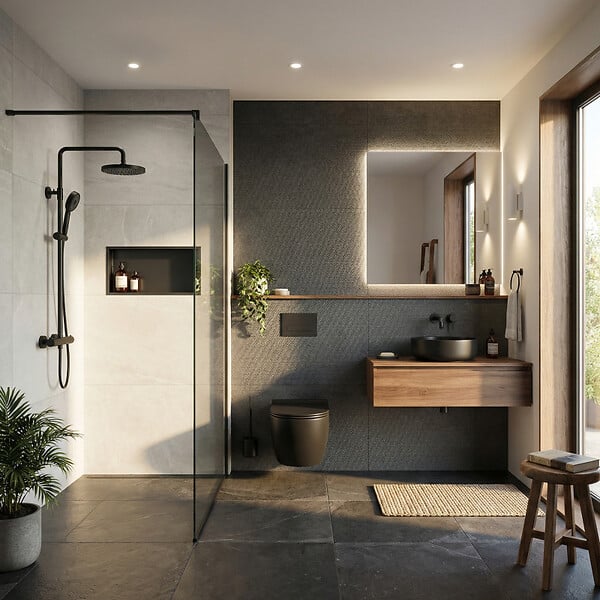 CERAMIA - PixL WC suspendu en céramique Vortex , fixations invisibles + abattant Soft-Close, Noir mat (CEPX010RTORPBKM) - large