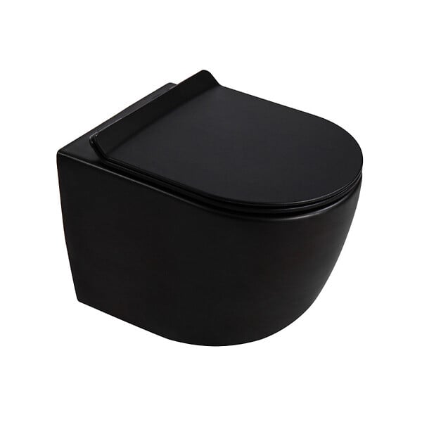CERAMIA - PixL WC suspendu en céramique Vortex , fixations invisibles + abattant Soft-Close, Noir mat (CEPX010RTORPBKM) - large