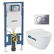 GEBERIT - Pack WC Bati-support Geberit extra-plat UP720 + Cuvette suspendue sans bride Livea Bello + Abattant frein de chute + Plaque chro - vignette