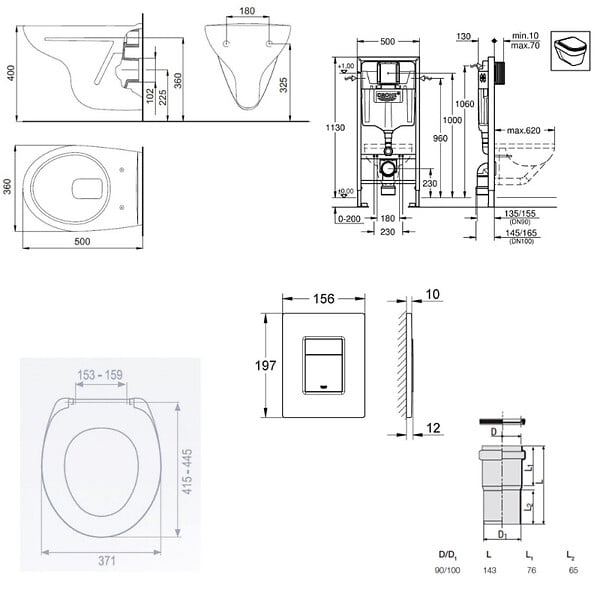GROHE - Grohe Pack WC Bâti-support Rapid SL + Cuvette suspendue Cersanit S-line + Abattant + Plaque Chrome - large