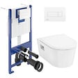 VILLEROY & BOCH - Pack WC Bâti-support Villeroy & Boch + WC sans bride Hansgrohe EluPura + Abattant softclose + Plaque Blanche (VCNPURAS2) - vignette