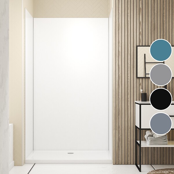 AURLANE - Pack de 3 Panneaux Muraux Aluminium Blanc 90+120+90x210 cm avec Profilés Chrome- WALL'IT - large