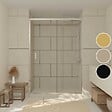AURLANE - Porte de douche coulissante 140x200 cm - Verre transparent - Profilé Chrome - CHROMED CRUSH - vignette