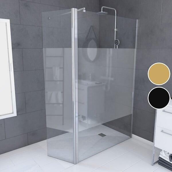 AURLANE - Paroi de Douche et Volet Pivotant 120+40x200 cm - Bande Dépolie - Barre de Fixation Chrome - large