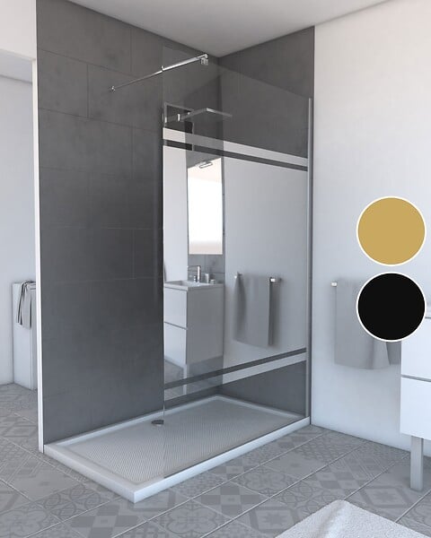 AURLANE - Paroi de Douche 120x200cm - Bande Miroir - Barre de Fixation Extensible et Profil Chrome - large