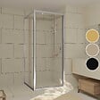 AURLANE - Porte de Douche Pivotante et Retour 90x90x200cm - Profilés Chrome - Verre trempé 6mm - vignette