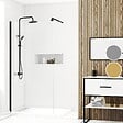 AURLANE - Paroi de Douche 100x200cm - Verre Trempé Transparent 8mm - Profilé Noir - FREEDOM 2 BLACK - vignette