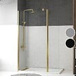 AURLANE - Paroi de Douche et Volet Pivotant 100+40x200 cm - Profilé + Barre de Fixation Or Doré Brossé - vignette