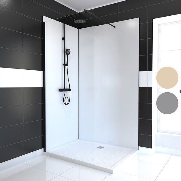 AURLANE - LOT de 2 Panneaux Muraux Aluminium BLANC 90+120x210 cm avec Profilés NOIR MAT - WALL'IT - large