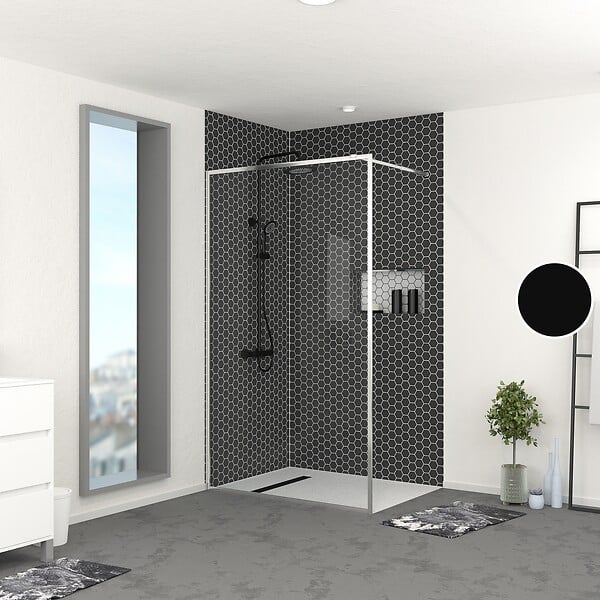 AURLANE - Paroi de Douche 120x200 cm - Cadre et Bras Aluminium Chrome - CHROMED CONTOURING - large