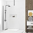 AURLANE - Paroi de Douche 100x200cm Verre Transparent - Profilé + Barre Plafond Noire - FREEDOM 2 BLACK - vignette